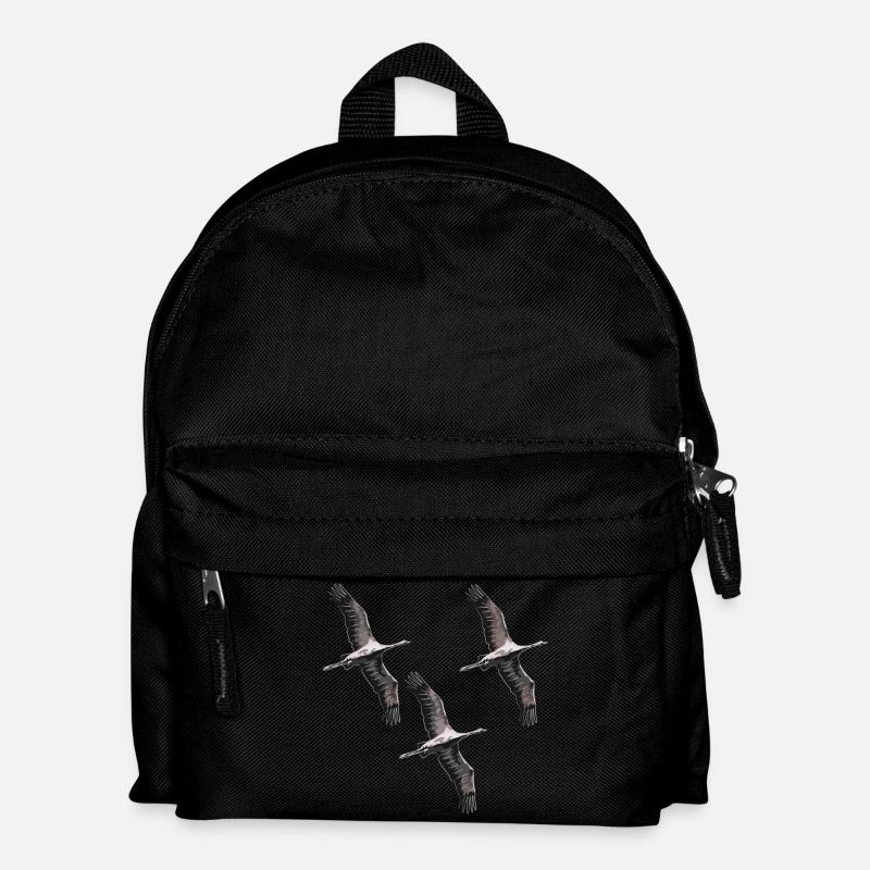 Vogelzug Kraniche in Grau Tönen - Kinder Rucksack - Schwarz