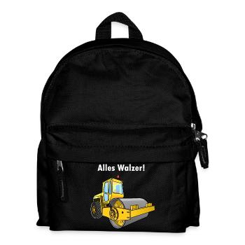 Dampfwalze, Alles Walzer, niederwalzen, Straßenbau - Kinder Rucksack - Schwarz - Vorne
