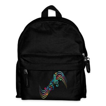 Bunte Symphonie auf schwungvollen Notenlinien - Kinder Rucksack - Schwarz - Vorne