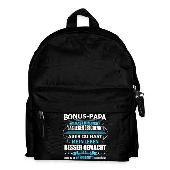 Bonus-papa Spruch Für Schwiegerväter Vatertag - Kinder Rucksack - Schwarz - Vorne