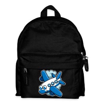 Flugzeug - Kinder Rucksack - Schwarz - Vorne