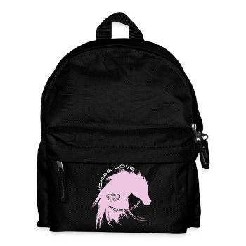 pferd liebe reiten sport horse love pink mähne gir - Kinder Rucksack - Schwarz - Vorne