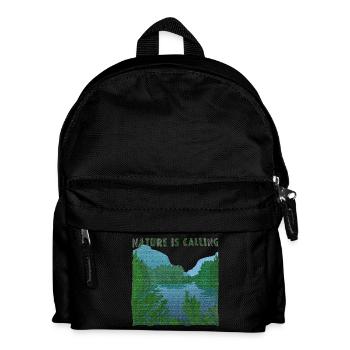 Nature is calling Flusslandschaft SackleinenEffekt - Kinder Rucksack - Schwarz - Vorne