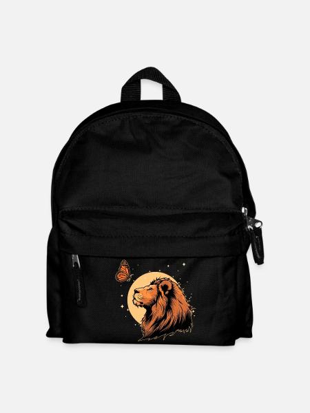 Löwe mit Schmetterling - Kinder Rucksack - Schwarz