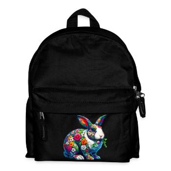 Rabbit decorated with flowers - Kids' Backpack - black - Front