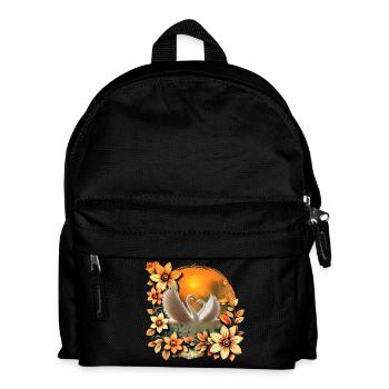 Schöne verliebte Schwäne. - Kinder Rucksack - Schwarz - Vorne