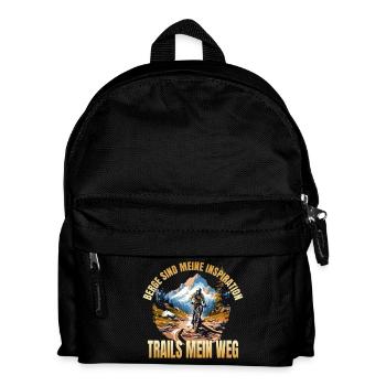 Berge sind meine Inspiration - Trails mein Weg - Kinder Rucksack - Schwarz - Vorne