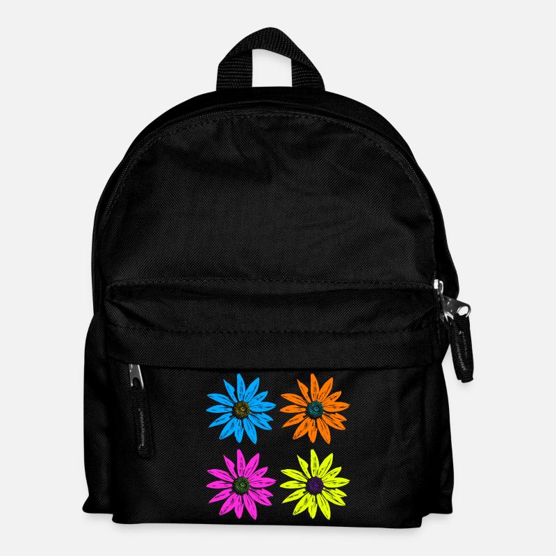 Blumen Pop Art vier Farben - Kinder Rucksack - Schwarz