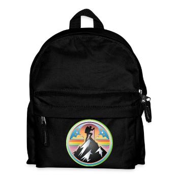 Berge mit einem Bergsteiger auf dem Gipfel - Kinder Rucksack - Schwarz - Vorne