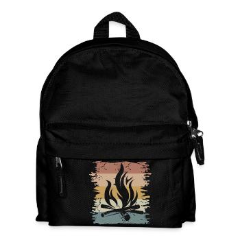 retro Lagerfeuer Survival Outdoor Bushcraft Symbol - Kinder Rucksack - Schwarz - Vorne