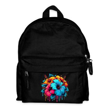 Hibiskusblüten - Kinder Rucksack - Schwarz - Vorne