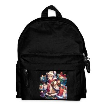 Winterliches Manga Geschenk-Design für Weihnachten - Kinder Rucksack - Schwarz - Vorne