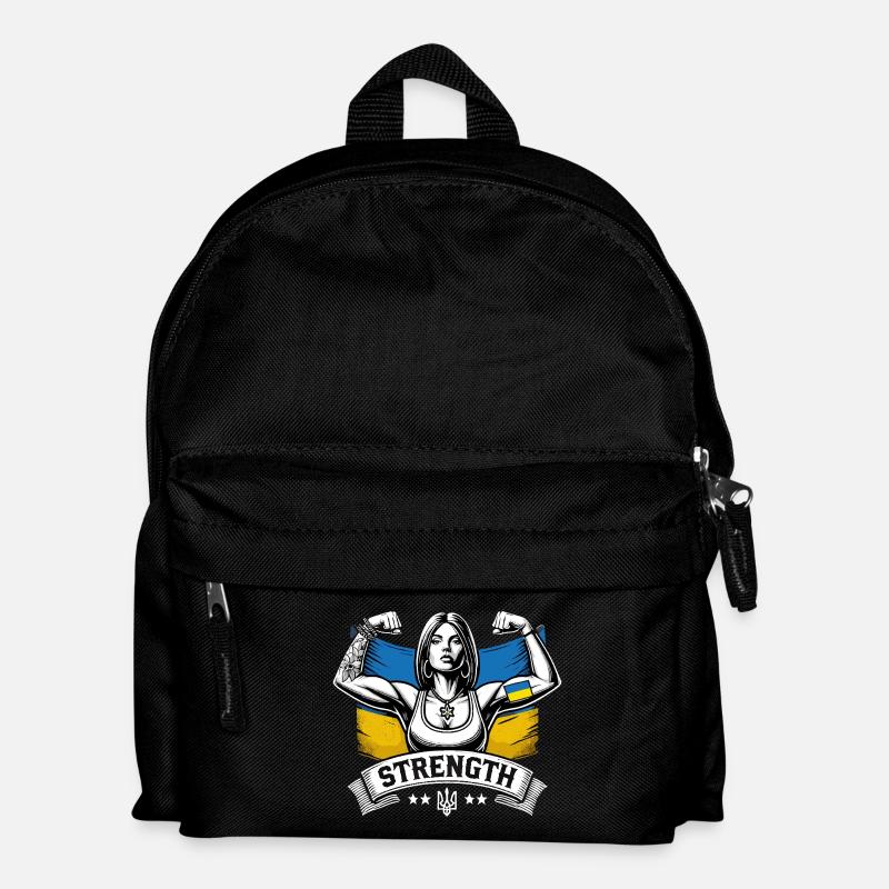 Stärke starke Frau Ukrainerin Geschenk - Kinder Rucksack - Schwarz