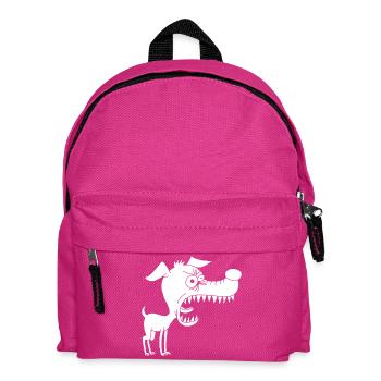 Kleiner weißer Hund und großes Maul - Kinder Rucksack - Fuchsia - Vorne
