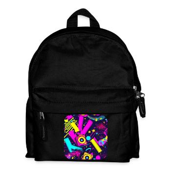 80s Neon Style Vintage Remix - Kids' Backpack - black - Front