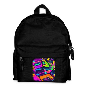 80s Party Vintage Theme Party - Kids' Backpack - black - Front