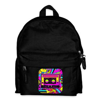 Kassette Radio 80er Hit - Kinder Rucksack - Schwarz - Vorne
