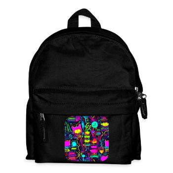 Neon Vintage Glow UV Style - Kinder Rucksack - Schwarz - Vorne