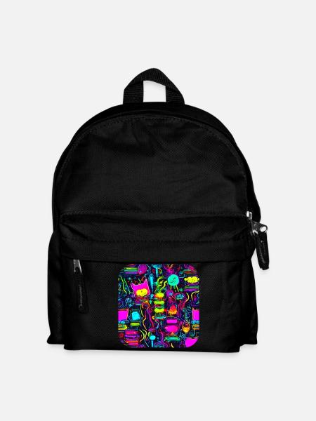 Neon Vintage Glow UV Style - Kinder Rucksack - Schwarz