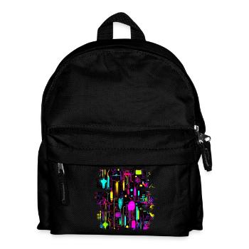 Neon Farben Bunt Kreativ Style Glow - Kinder Rucksack - Schwarz - Vorne
