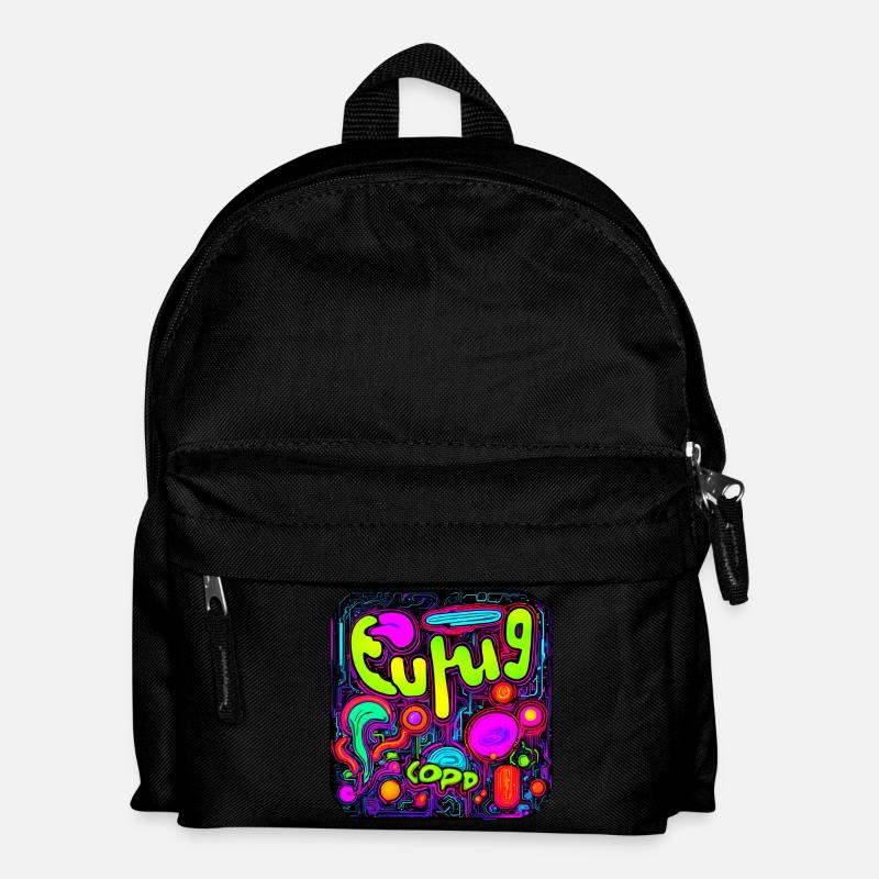 Neon Farben Leuchtend Stil UV - Kinder Rucksack - Schwarz