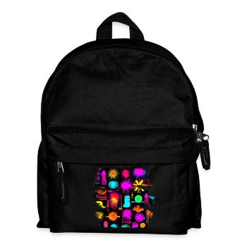 Neon Colorful Glow Party Electro - Kinder Rucksack - Schwarz - Vorne