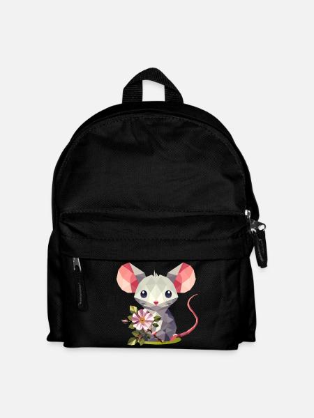Maus mit Heckenrose – süßes Kinder-Motiv - Kinder Rucksack - Schwarz