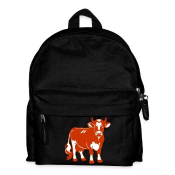 Red-brown dairy cow design – Country & farm - Kids' Backpack - black - Front