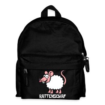 Rattenschaf - Wortspiel mit Ratte und Schaf - Kinder Rucksack - Schwarz - Vorne