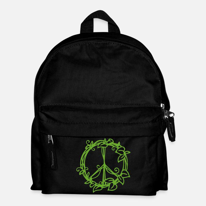 Nature-Inspired Peace Symbol Design - Kids' Backpack - black