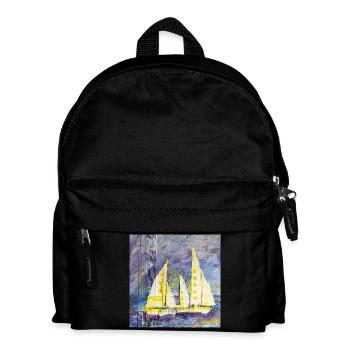 Farbenfroher Segelboot-Motiv im Expressionismus - Kinder Rucksack - Schwarz - Vorne