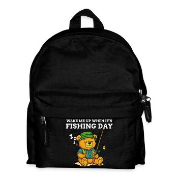 Weck mich auf, wenn Angeltag ist - Angelhumor - Kinder Rucksack - Schwarz - Vorne