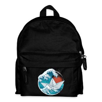 Papierboot im Origami-Stil - Kinder Rucksack - Schwarz - Vorne