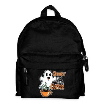 Spooky Ghost with Coffee Humor - Kids' Backpack - black - Front