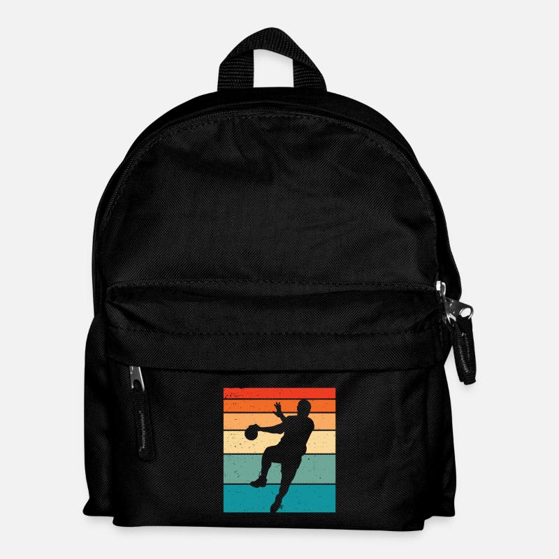 Retro Handball Handballer - Kinder Rucksack - Schwarz