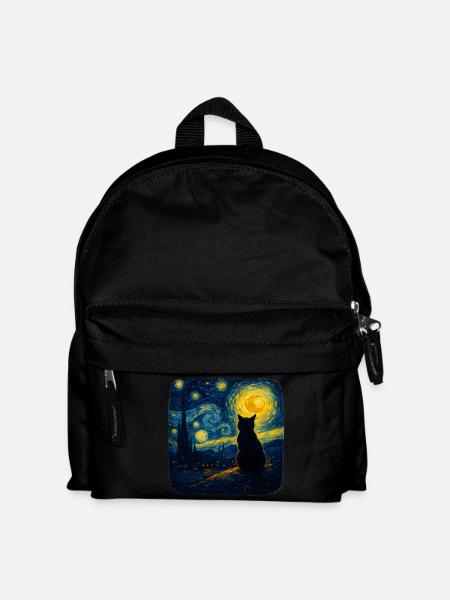 Chat étoilé Nuit drôle Amoureuse des chats Van Gogh Maman des chats - Sac à dos Enfant - noir
