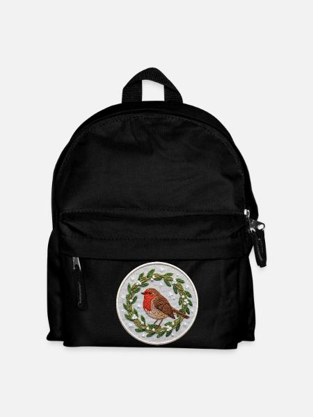 Robin-Mistelzweig-Weihnachten (gedruckt) - Kinder Rucksack - Schwarz