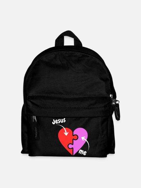 Jesus and me puzzle Heart - Christian - Kids' Backpack - black