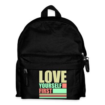 Love Yourself First Selbstliebe Selbstfürsorge - Kinder Rucksack - Schwarz - Vorne