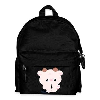 Kawaii Cow in Tie with Coffee - Kids' Backpack - black - Front