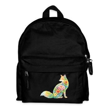 Fuchs Aquarell Silhouette Blumen - Kinder Rucksack - Schwarz - Vorne