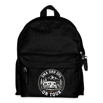 Camping Oma und Opa On Tour Shirt - Kinder Rucksack - Schwarz - Vorne