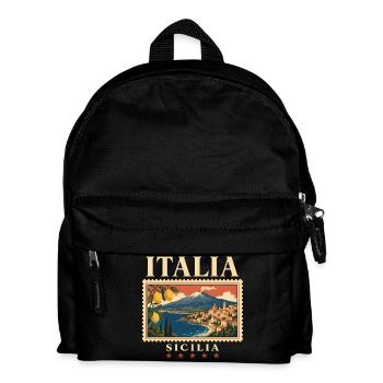Italien Sizilien Vintage Reisemarke - Kinder Rucksack - Schwarz - Vorne