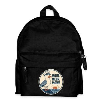 Moin Meer Möwe – Norddeutscher Küsten Spruch - Kinder Rucksack - Schwarz - Vorne