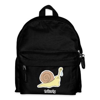 träurig – Schnecke Meme - Kinder Rucksack - Schwarz - Vorne