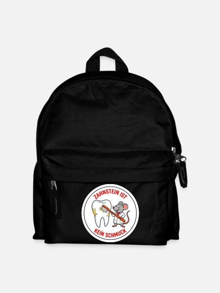 Tierzahnheilkunde Maus Zahnstein Spruch Shirt - Kinder Rucksack - Schwarz