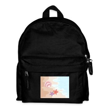 Plage d’été, étoiles de mer et coquillages - Sac à dos Enfant - noir - Devant