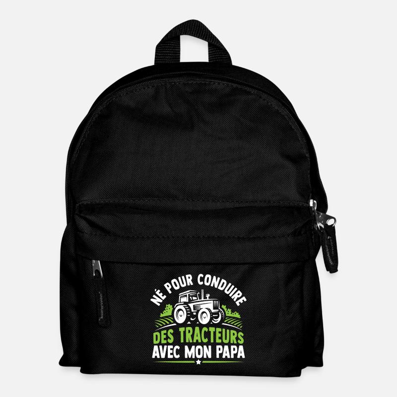 Né pour conduire des tracteurs avec mon papa - Sac à dos Enfant - noir