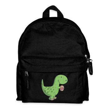 Dino und das bunte Ei - Kinder Rucksack - Schwarz - Vorne