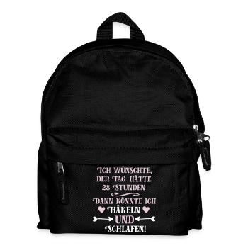 Häkeln und Schlafen Geschenk - Kinder Rucksack - Schwarz - Vorne